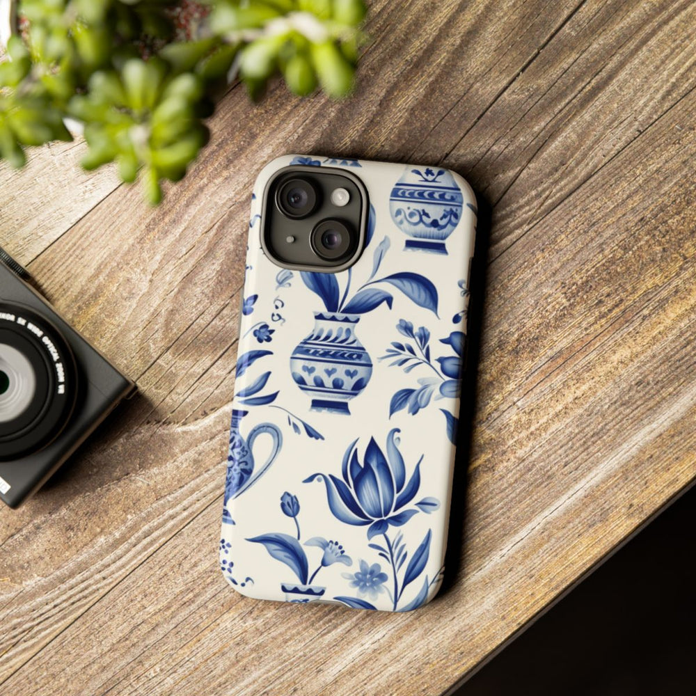 Blauw Bloemmotief met Delfts Vaaspatroon