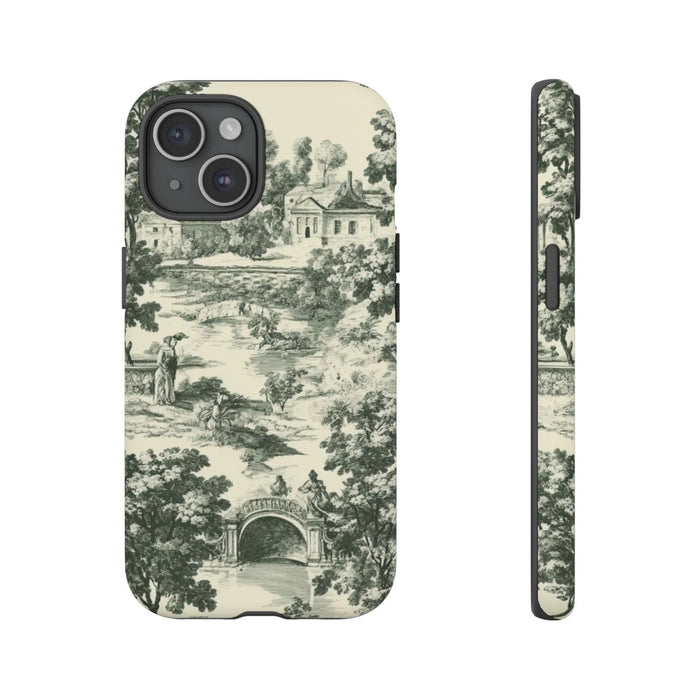 Landelijke Toile-Print met Bomen en Historische Taferelen