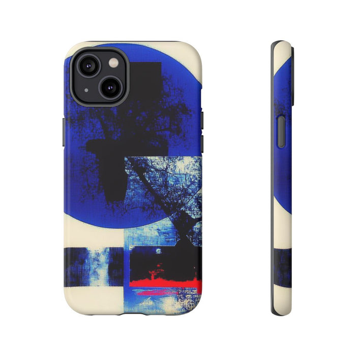 Abstracte Blauwe en Zwarte Geometrische Kunst