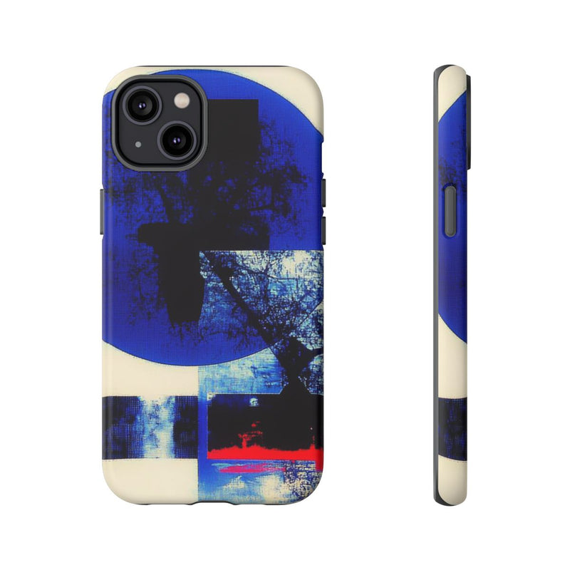 Abstracte Blauwe en Zwarte Geometrische Kunst