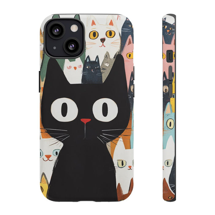 Vrolijke Cartoonkatten met Grote Zwarte Kat