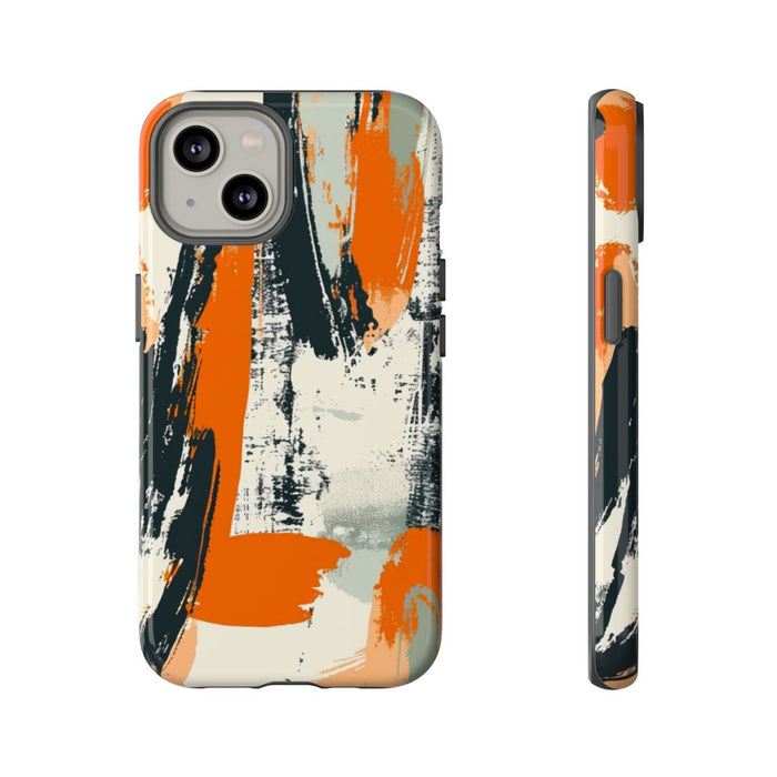 Abstract Oranje-Zwart Penseelstrepenpatroon