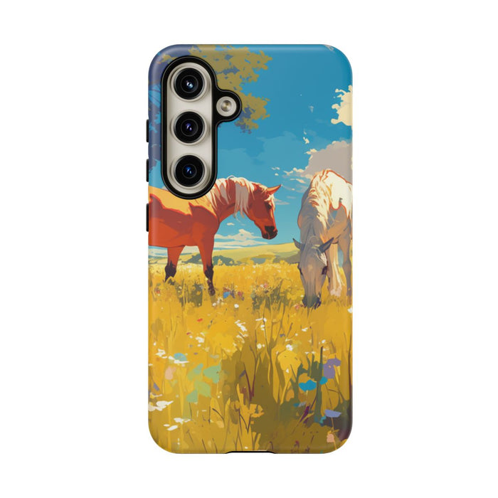 Paarden Grazend in Zonnig Veld