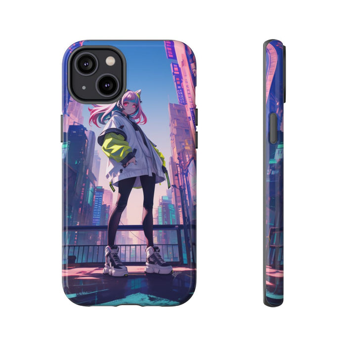 Meisje met Roze Haar in Neonstad