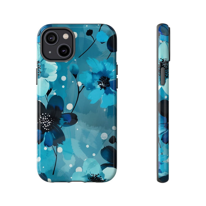 Blauw Bloemenpatroon met Stippen