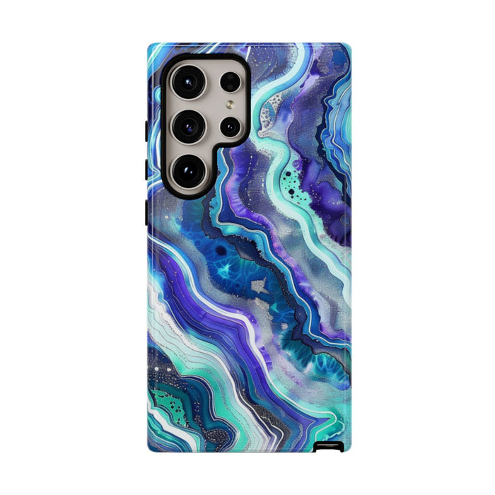 Blauw en Turquoise Geode Wervelpatroon