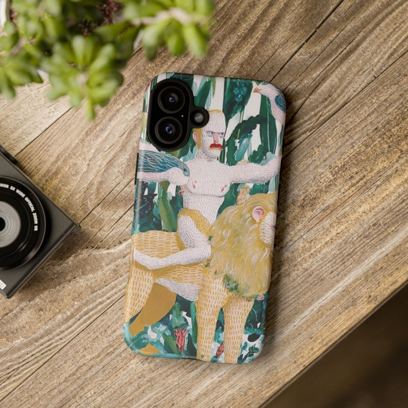 Surrealistische Man met Vogels op Leeuw