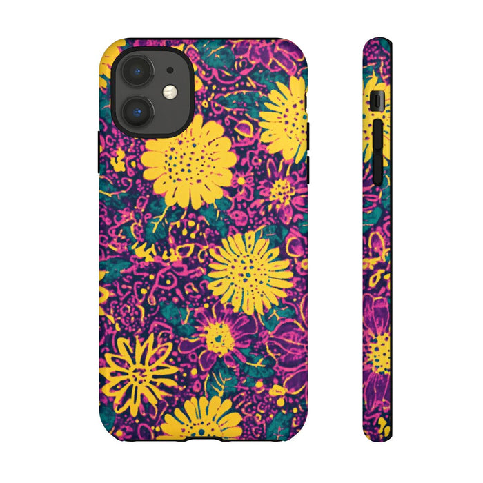 Gele en Paarse Bloemenprint