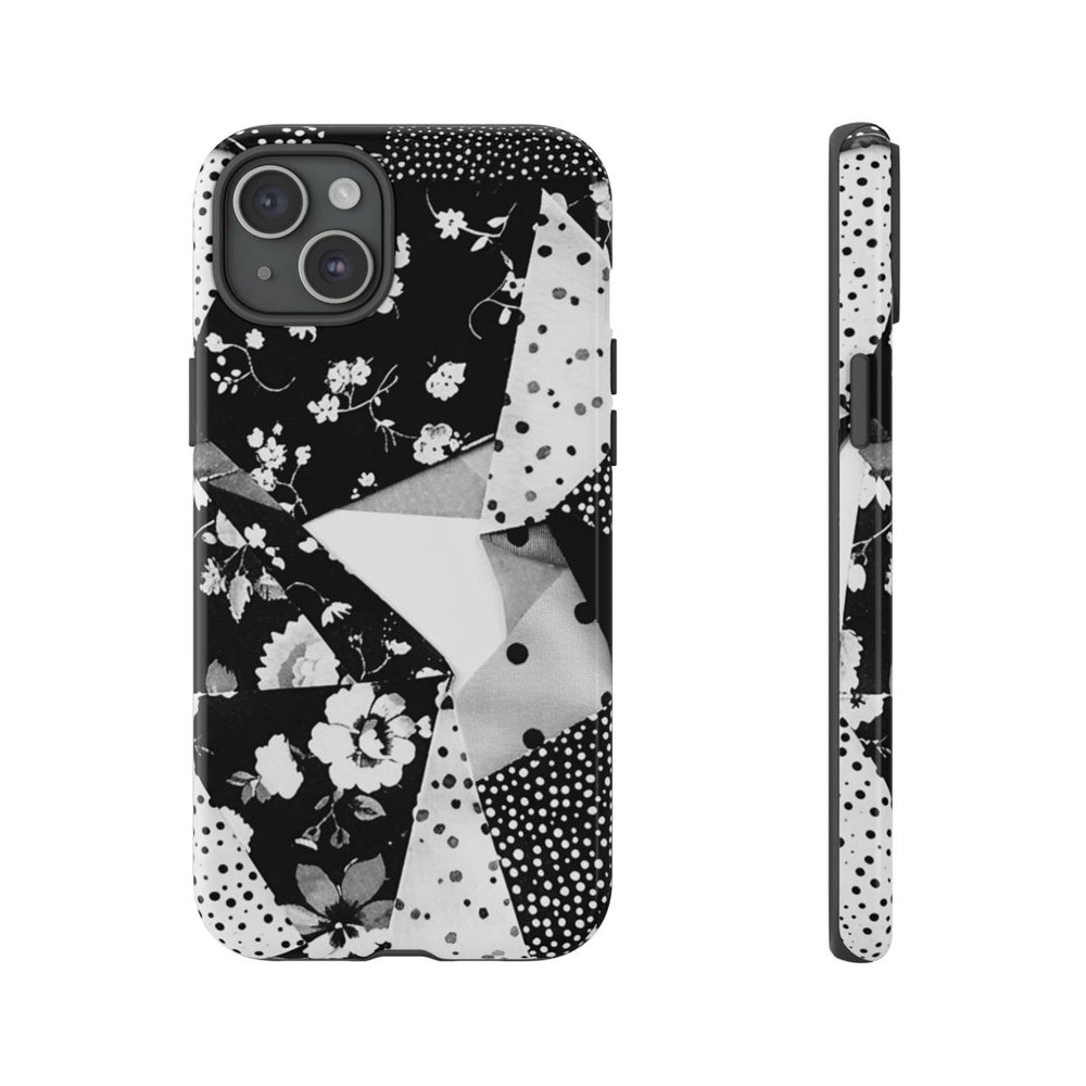 Monochrome Bloemen- en Polkadot Patchwork