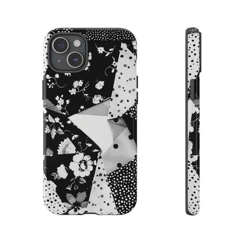 Monochrome Bloemen- en Polkadot Patchwork