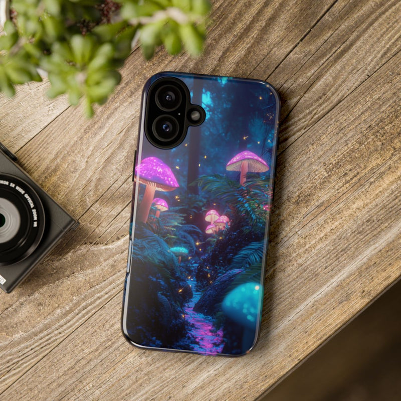 Gloeiende Paddenstoelen in een Sprookjesachtig Bos