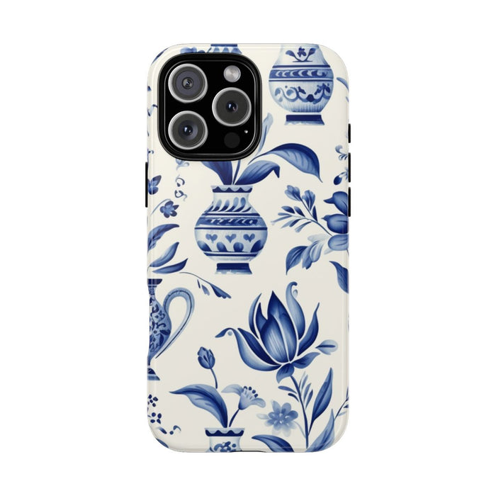 Blauw Bloemmotief met Delfts Vaaspatroon