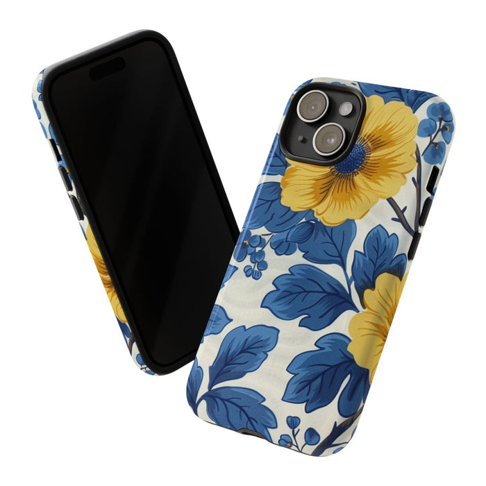 Blauw-Geel Bloemenpatroon