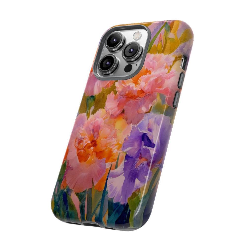 Roze en Paarse Bloemen in Aquarel