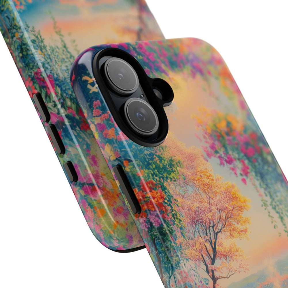 Levendige Bloemrijke Scene met Gezellige Kussens