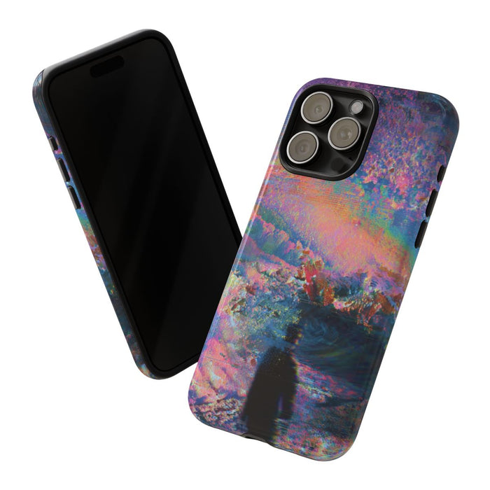 Abstracte Kleurrijke Kosmische Scene met Silhouet