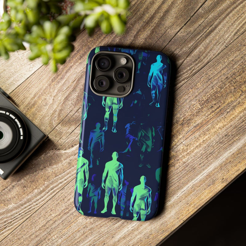 Blauw-Groene Neon Figurenpatroon
