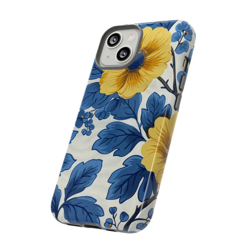 Blauw-Geel Bloemenpatroon