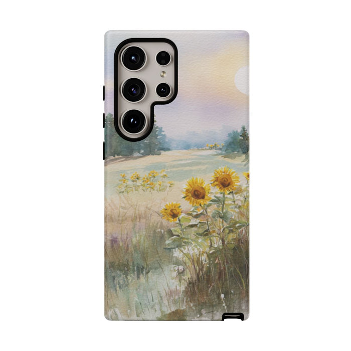 Zonnebloemen in een Pastelkleurig Landschap