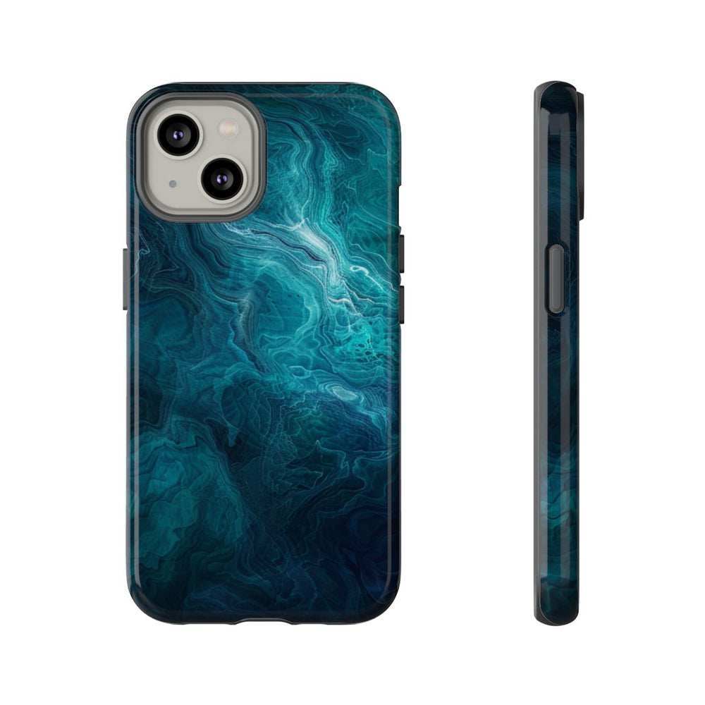 Mystieke Blauwe en Teal Abstracte Krullen