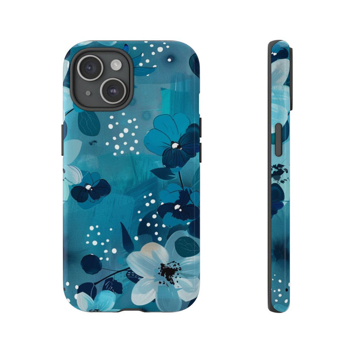 Turquoise Bloemenpatroon met Stippen