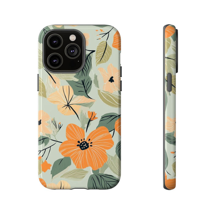 Oranje en Perzik Bloemenpatroon