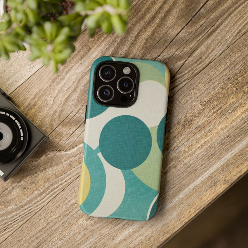 Retro Patroon met Blauwe en Gele Cirkels