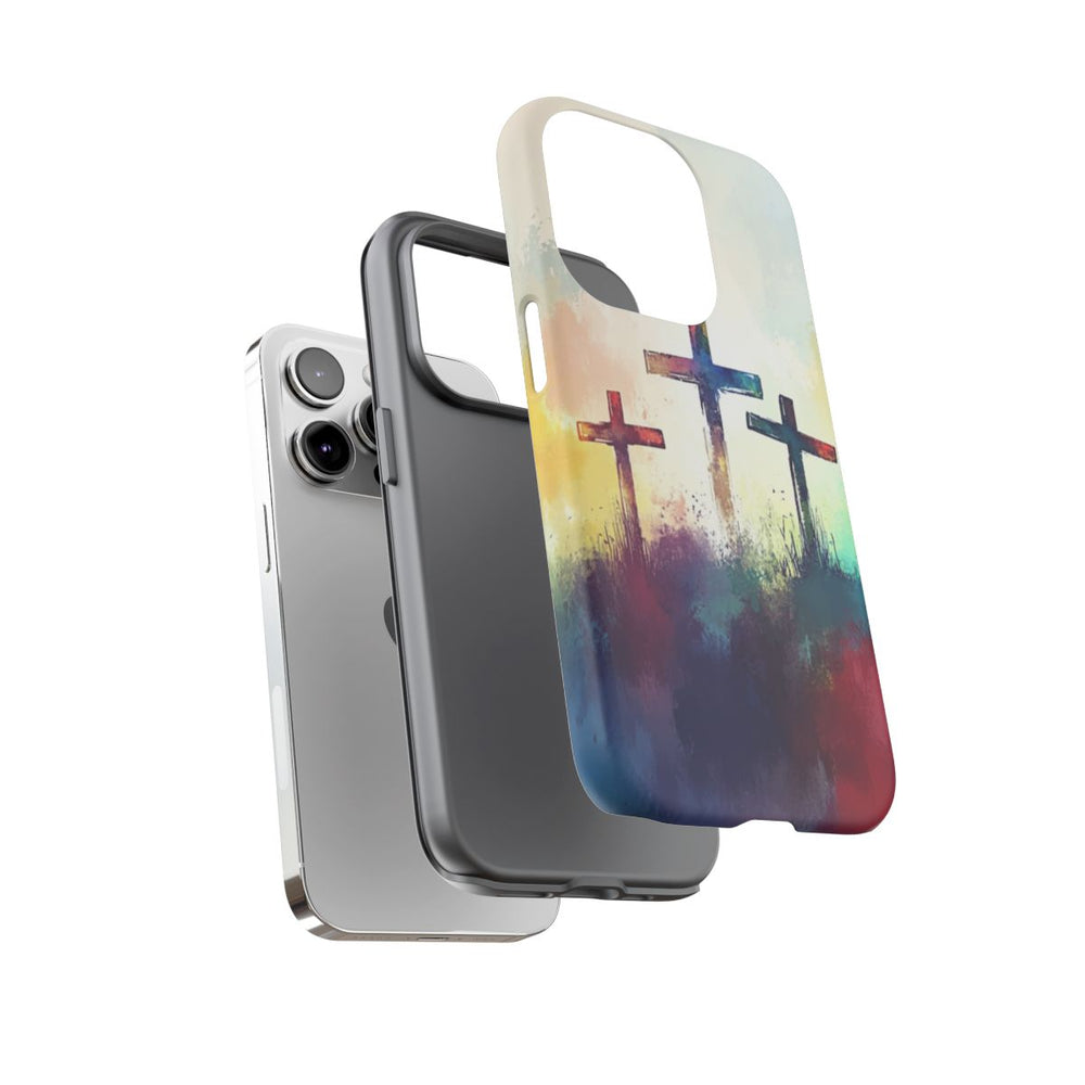 Drie Kruisen in Abstracte Waterverf