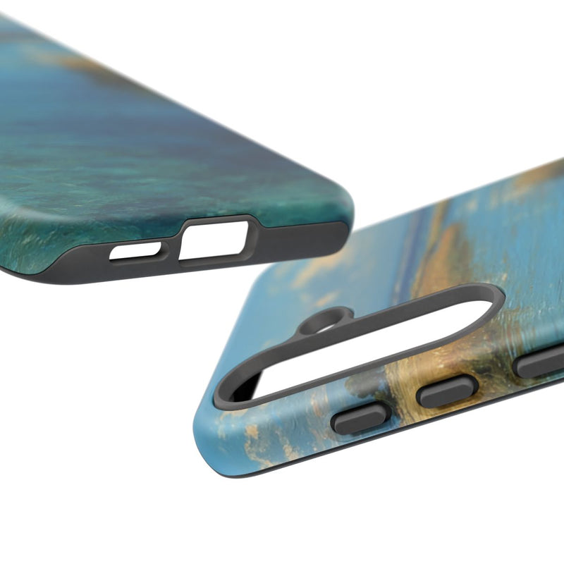 Blauw Lagunelandschap met Gouden Grassen