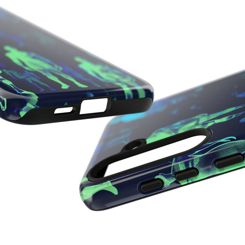Blauw-Groene Neon Figurenpatroon