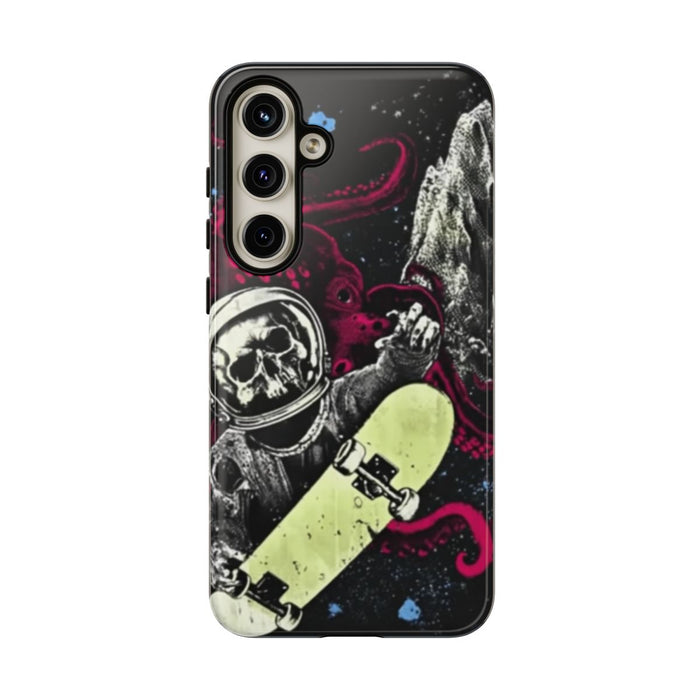 Schedel-Astronaut met Skateboard en Octopus
