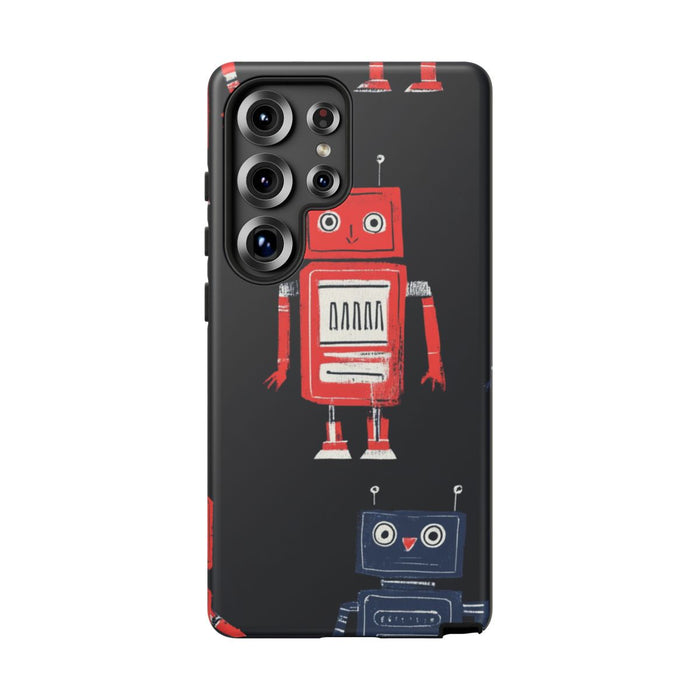 Retro Robotpatroon in Rood en Blauw