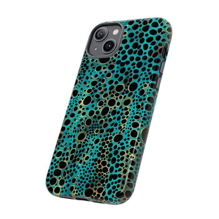 Turquoise en Zwart Abstract Stippenpatroon
