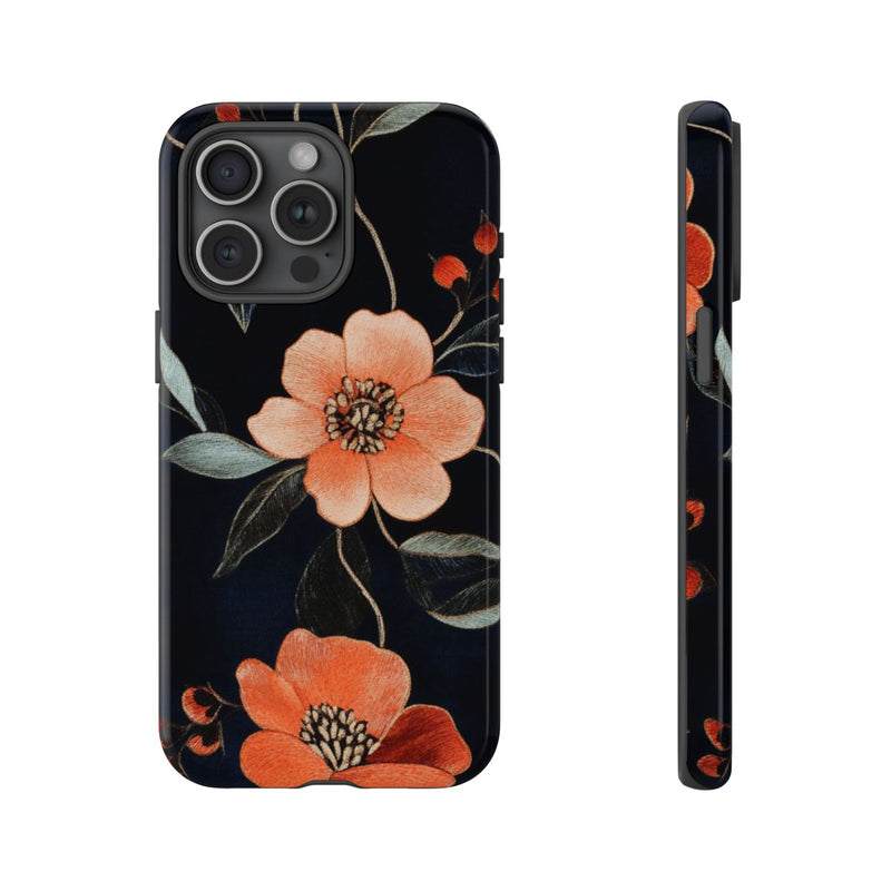 Oranje Geborduurd Bloemenpatroon
