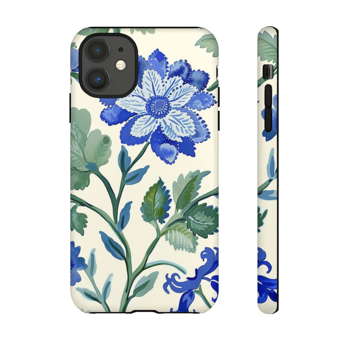 Blauw Waterverf Bloemenpatroon