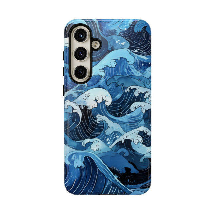 Handgetekende Japanse Stijl Oceaangolven