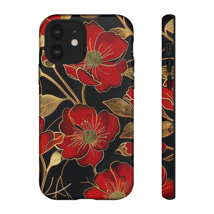 Rood-Gouden Bloemenpatroon