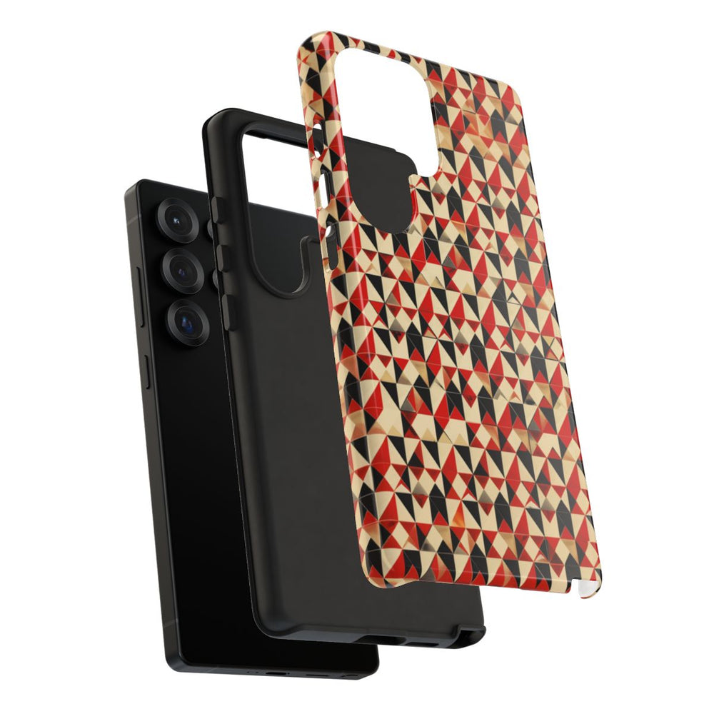 Geometrisch Abstract Patroon in Rood en Zwart