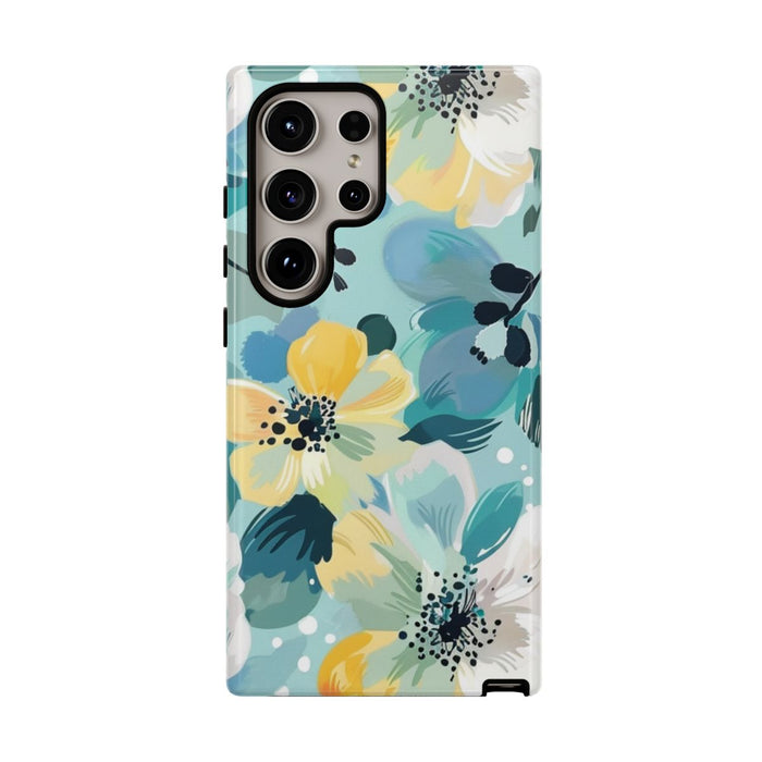 Turquoise Bloemenpatroon met Stippen