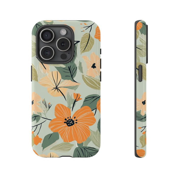Oranje en Perzik Bloemenpatroon