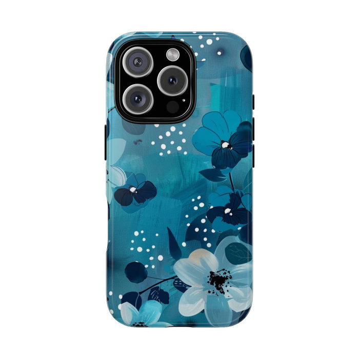 Turquoise Bloemenpatroon met Stippen