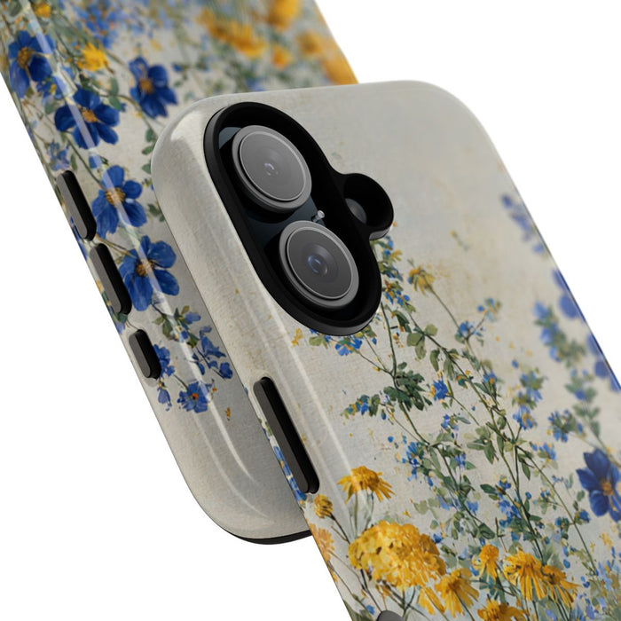 Blauwe en Gele Wilde Bloemen