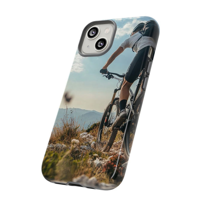 Mountainbiker op Rotsachtig Pad