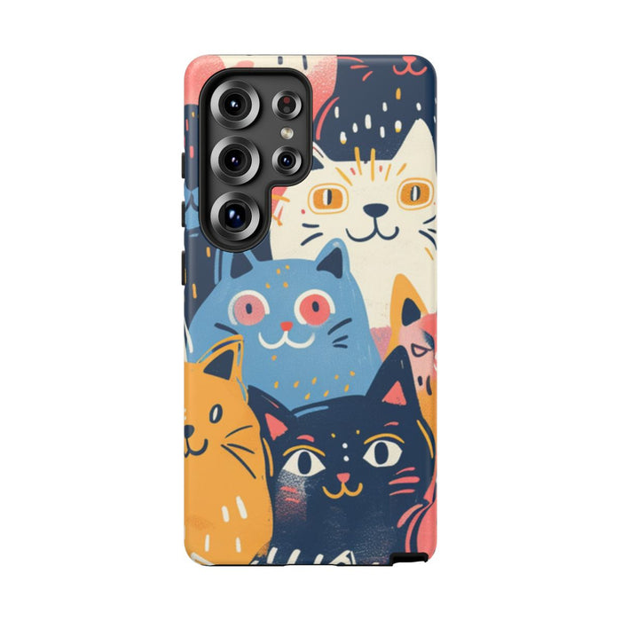 Vrolijk Kattenpatroon in Kleurrijke Illustratie