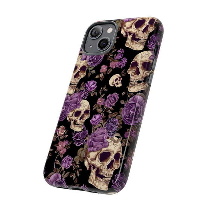 Paarse Rozen en Schedels Patroon