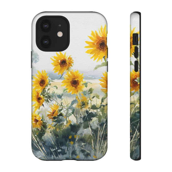 Gele Zonnebloemen in Pastelkleurig Landschap