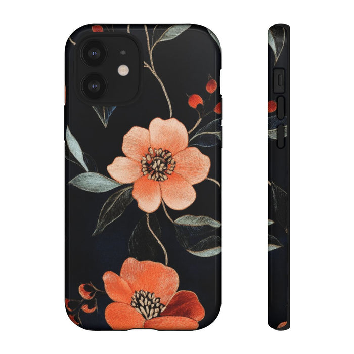 Oranje Geborduurd Bloemenpatroon