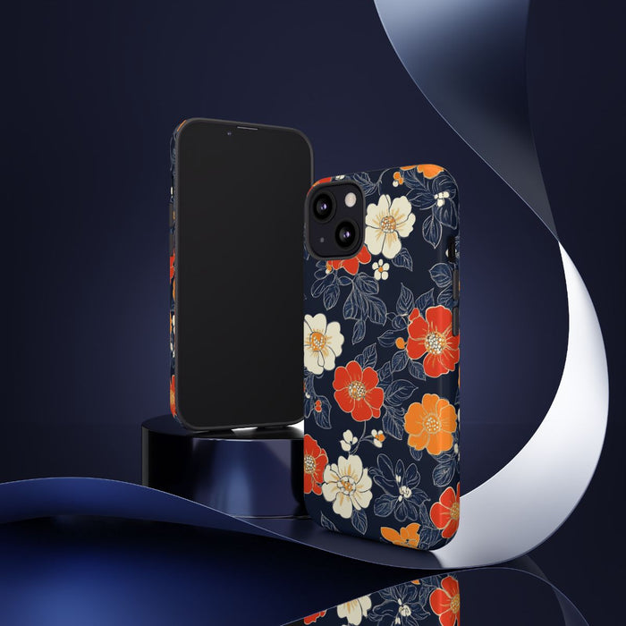 Oranje en Witte Bloemenprint