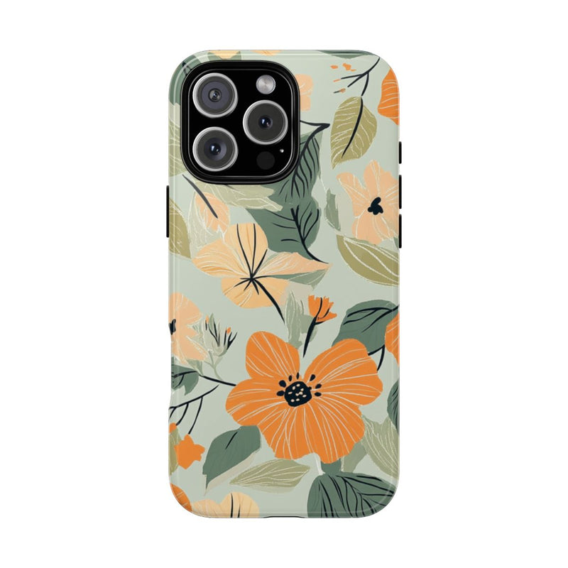 Oranje en Perzik Bloemenpatroon