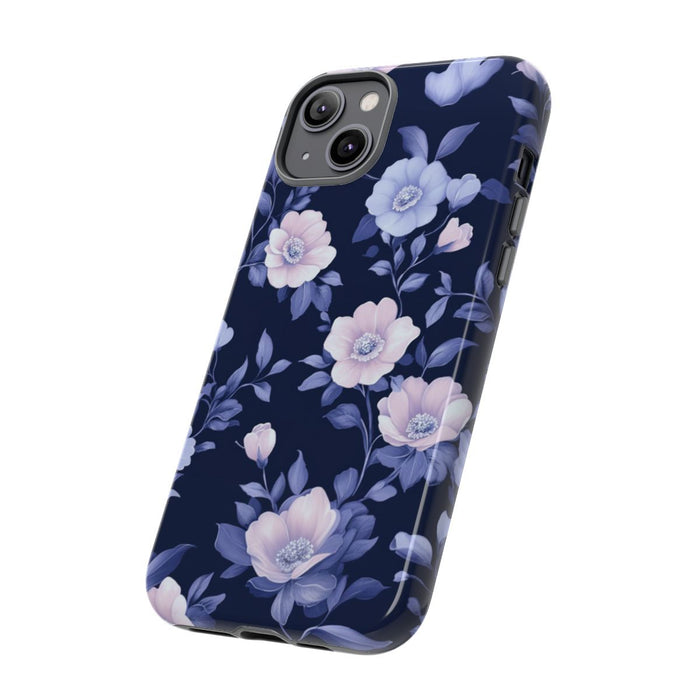 Elegant Blauw-Roze Bloemenpatroon